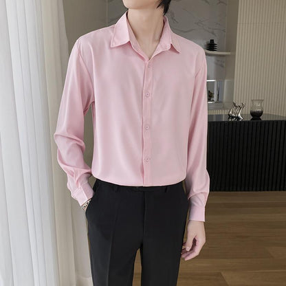 Men's Wine Red Long Sleeve Slim Fit Business Shirt