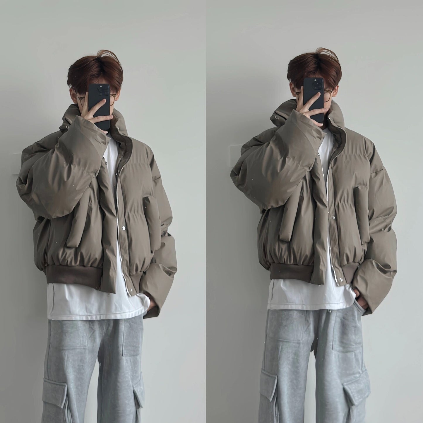 Winter Short PU Leather Coat Male
