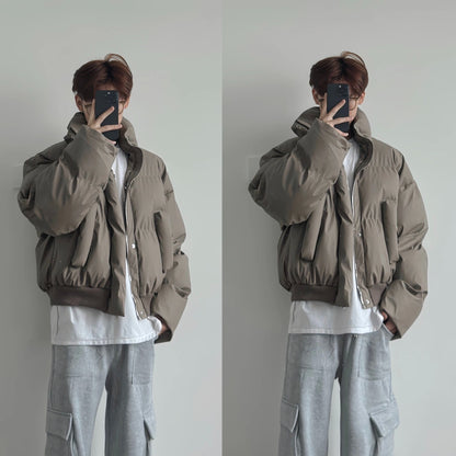 Winter Short PU Leather Coat Male