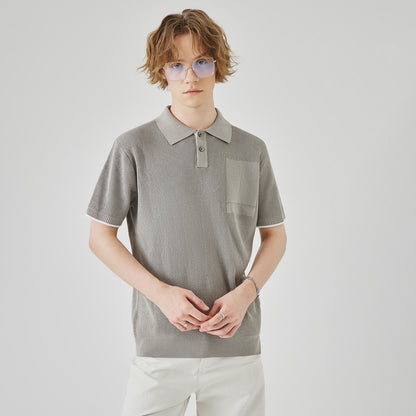 Casual Business Men's High Sense Summer Contrast Color Lapels Sweater