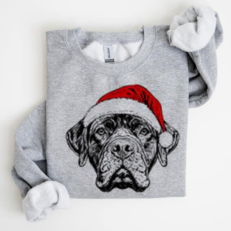 Christmas Puppy Print Polyester Round Neck Sweatshirt Unisex