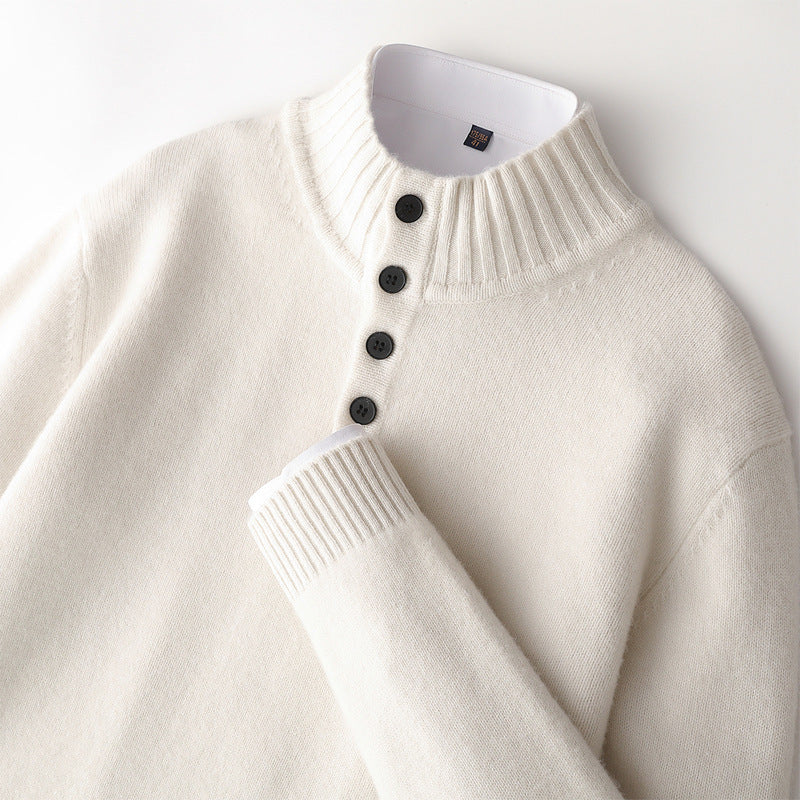 Men's thick four-button wool sweater