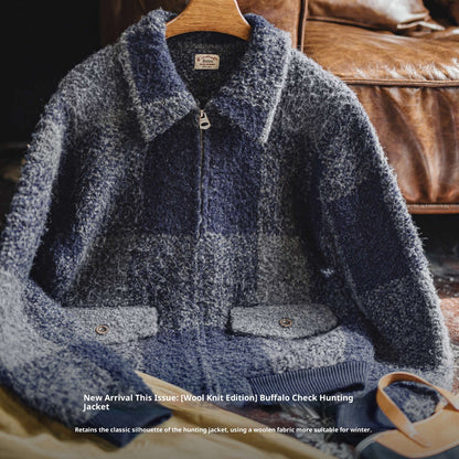 Men's Lapel Plaid Cardigan Jacket - Autumn