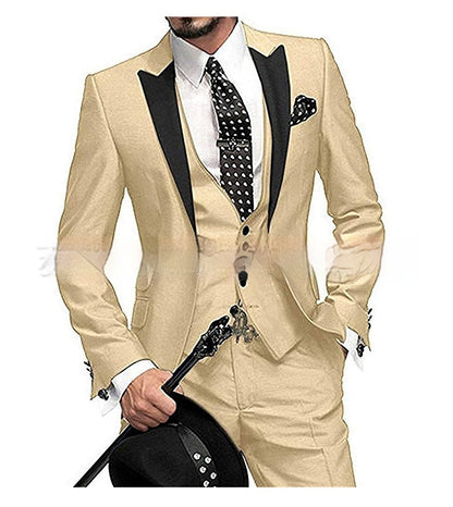 Black Collar Color Blocked Three Piece Set