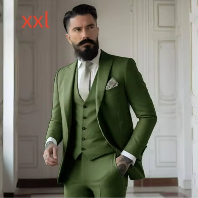 Men's Solid Color Slim Fit Business Suit Set