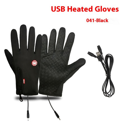 USB Electric Heating Gloves Winter Outdoors Sports Skiing Warm Waterproof Non-slip