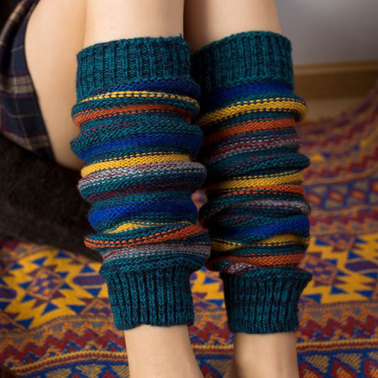 Women's Soft Fashion Colorblock Wool Coarse Knitted Socks