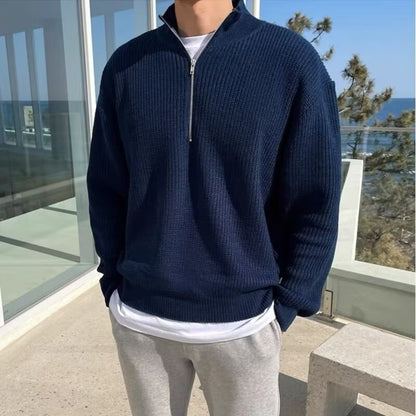 Men's Autumn Half Zipper Cardigan Sweater Men's Trendy, Smart And All-matching