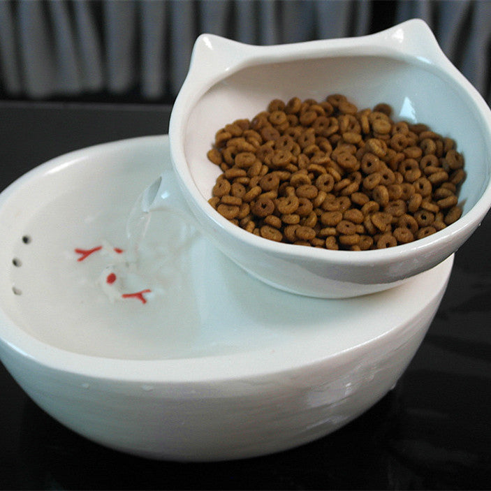 Ceramic Pet Cat Water Dispenser with Automatic Circulation
