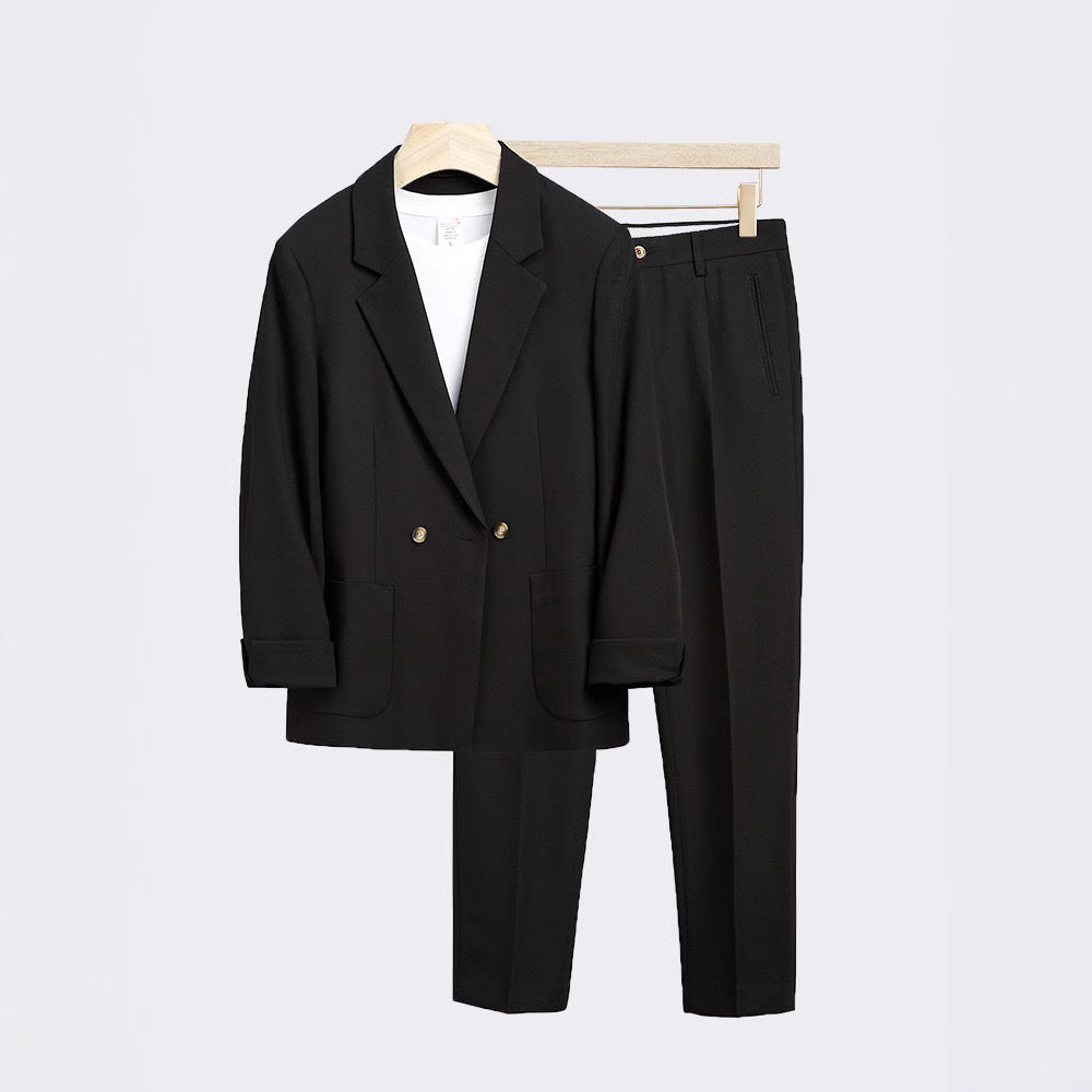 Japanese Style Draped Casual Suit for Men, Loose Fit