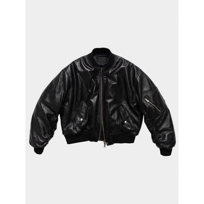 Mauroicardi Autumn Cool Handsome Black Thickened Warm Pu Lea