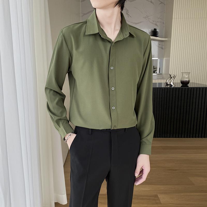 Men's Wine Red Long Sleeve Slim Fit Business Shirt