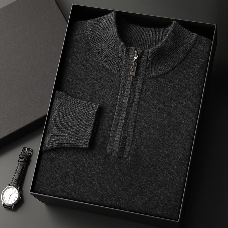 Men's Solid Color Half Collar Pullover Sweater