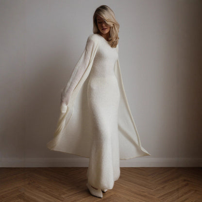 Knitted Cardigan Sleeveless Dress Two-Piece Set