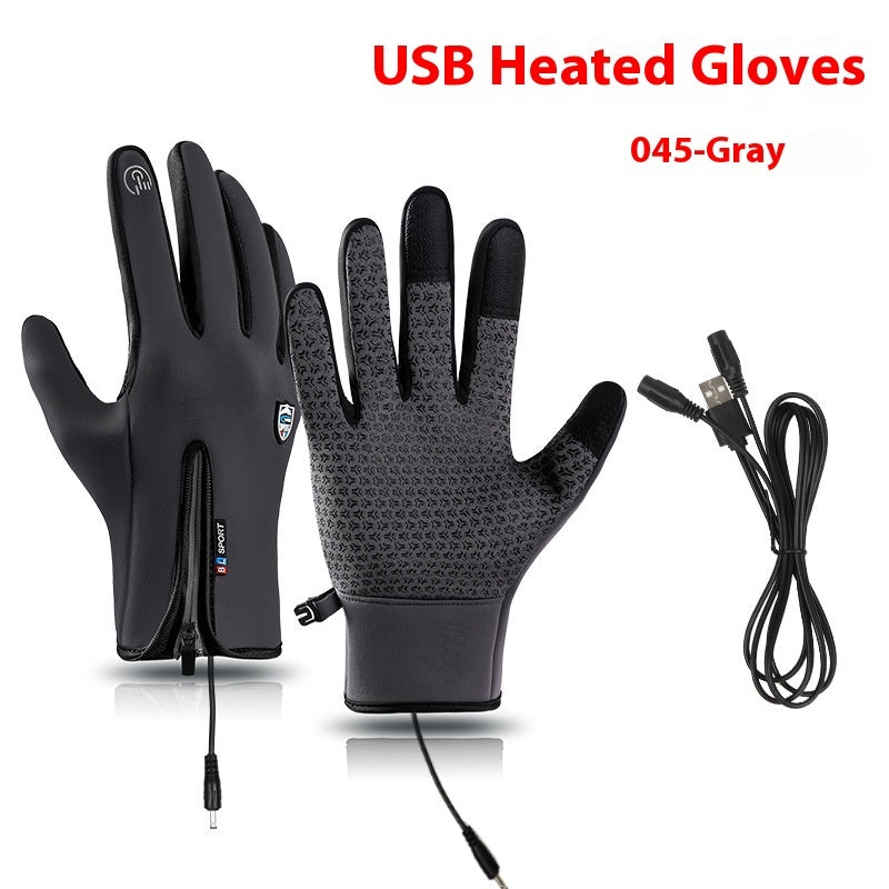 USB Electric Heating Gloves Winter Outdoors Sports Skiing Warm Waterproof Non-slip