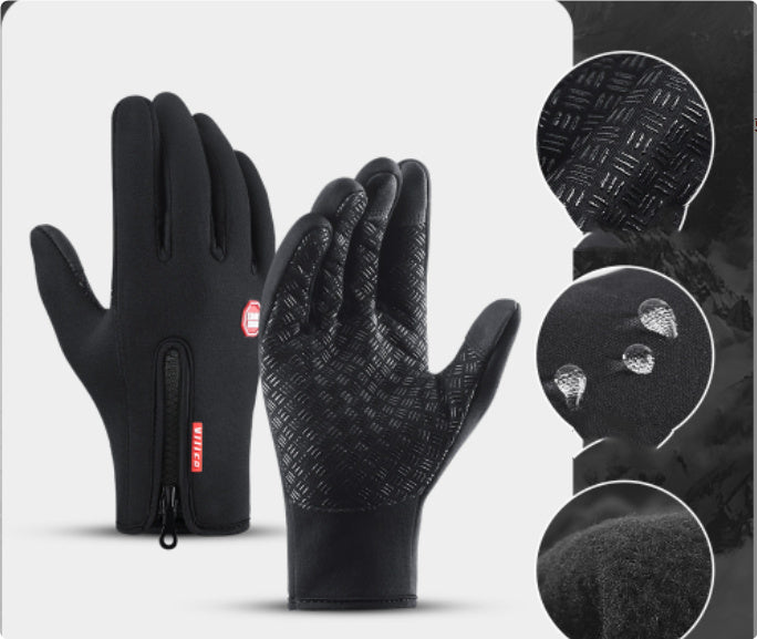 Winter Touch Screen Riding Motorcycle Sliding Gloves, Waterproof Sports Gloves with Wool Filling