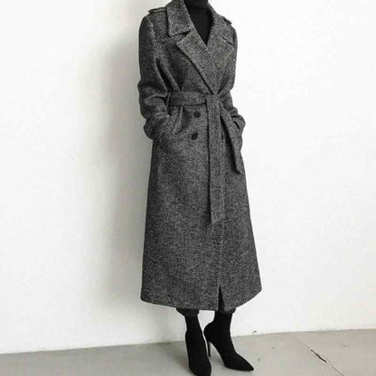 Korean-style medium-length wool coat for women