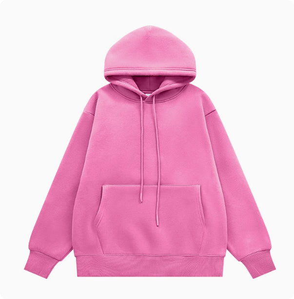 American Street Solid Color Fleece Hooded Sweatshirt For Men And Women