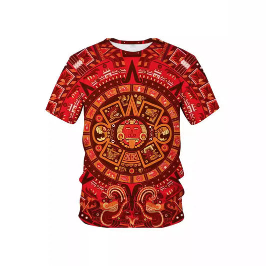 Men's Mexican Maya Realistic Pattern Short Sleeve