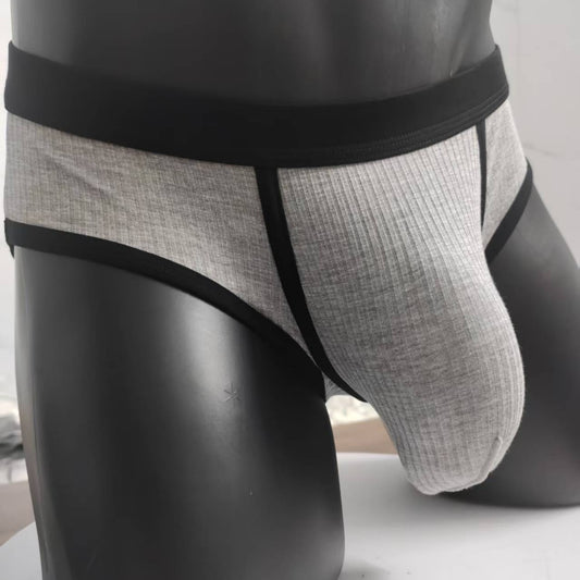 Men's Color Matching Creative Breathable U-shaped Big Bag Briefs