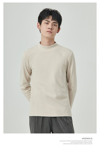 Men's Autumn And Winter High Quality Dralon Half-high Collar Long Sleeves T-Shirt
