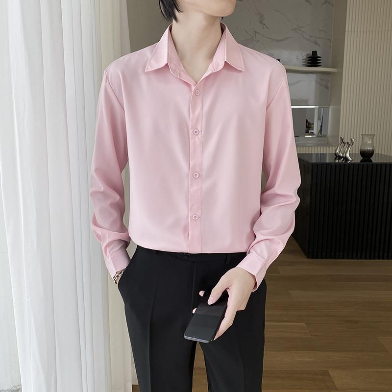 Men's Wine Red Long Sleeve Slim Fit Business Shirt