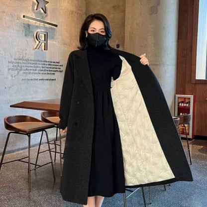 Suit Collar Wool Mid-length Plush Woolen Coat Clipped Button And Lining