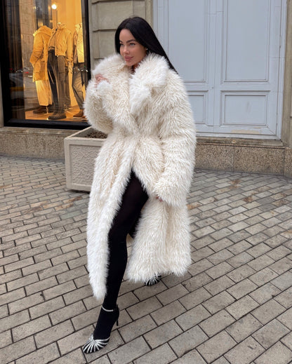 Women's Long Environmental Protection Leather Fur Coat Fashionable