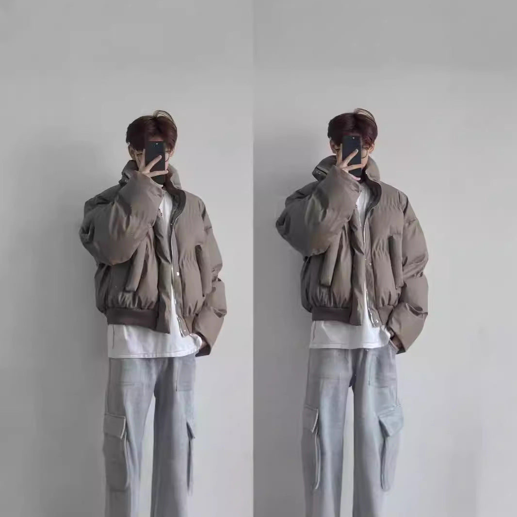 Winter Short PU Leather Coat Male