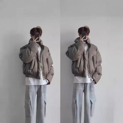 Winter Short PU Leather Coat Male