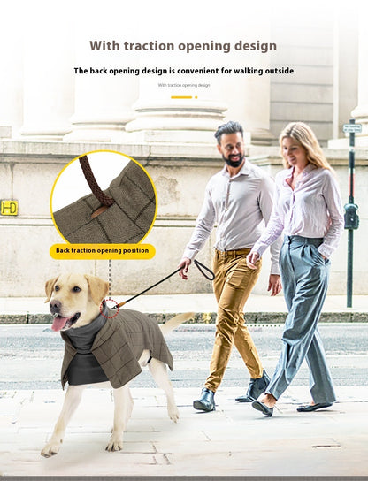Dog Cotton Clothing British Style Dog Suit Vest Cold-proof Warm Dog Clothes Dog Cloak