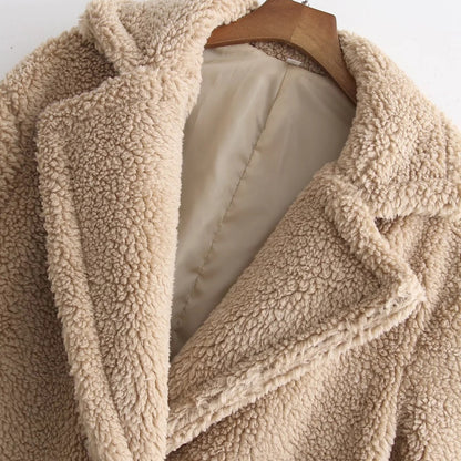 Women's Lamb Wool Fur Profile Long Fur Coat