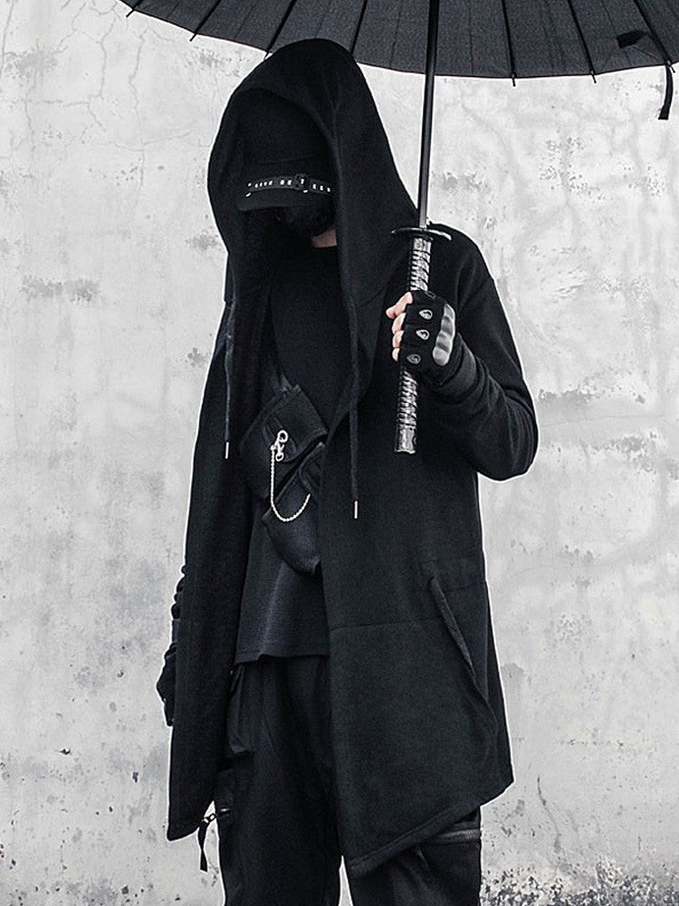 Dark Sleeveless Cloak Robe Hooded Wizard Coat