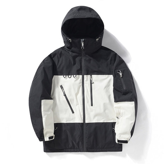 Men's And Women's Thickened Warm Color Matching Windproof Waterproof Jacket