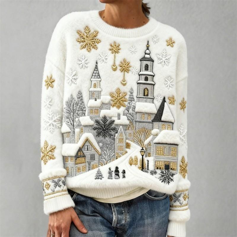 Women's Round-neck Sweatshirt With Faux Fur For Autumn And Winter