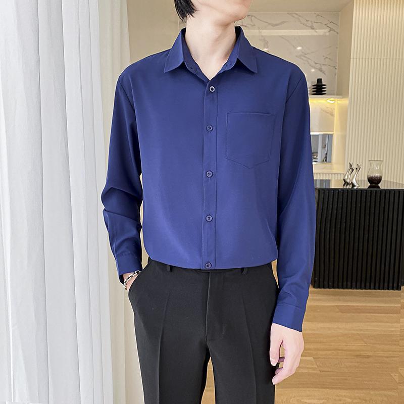 Men's Wine Red Long Sleeve Slim Fit Business Shirt