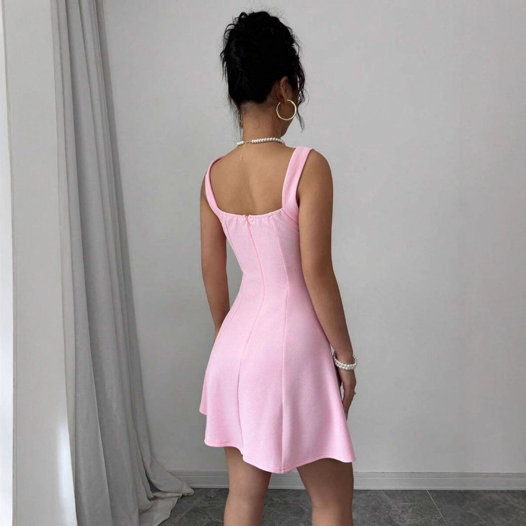 Suspender Dress Waist-tight Slimming A- Line Skirt