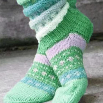 Women's warm-colored woolen knit socks