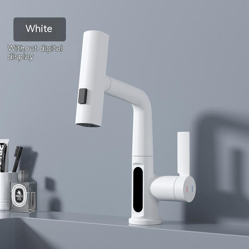 Smart digital display faucet, pull-out basin faucet, temperature digital display, rotation.