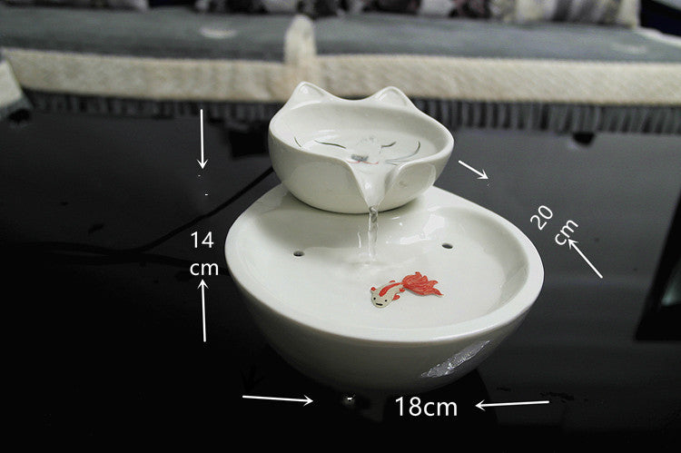 Ceramic Pet Cat Water Dispenser with Automatic Circulation