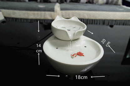 Ceramic Pet Cat Water Dispenser with Automatic Circulation