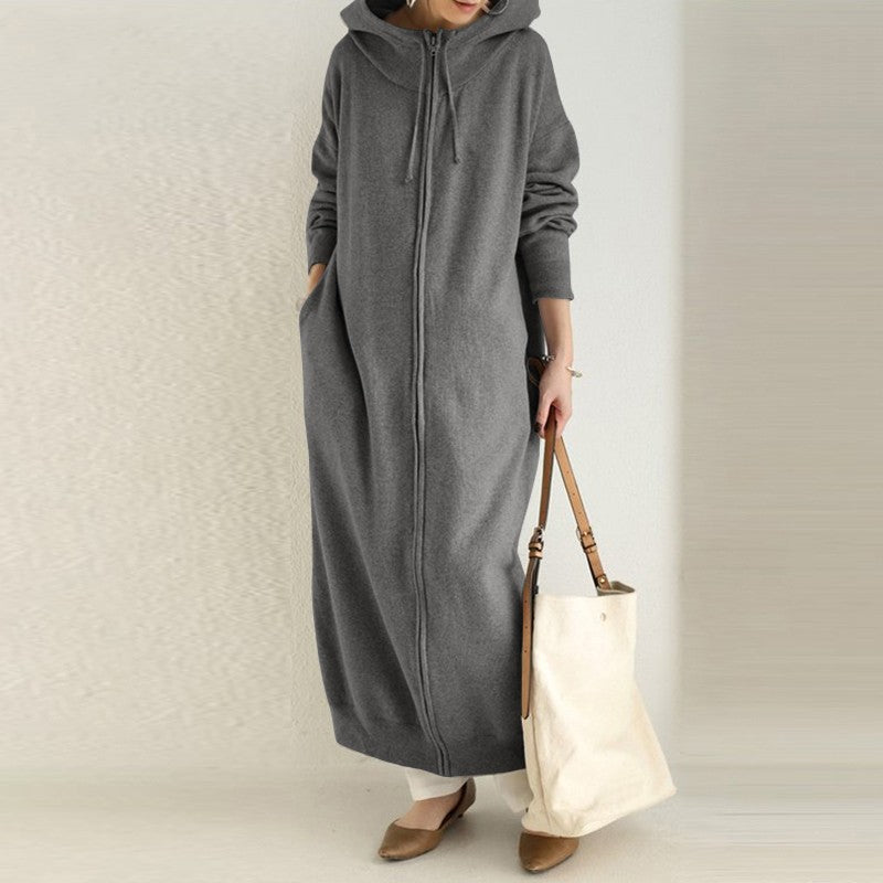 Women's Brushed Hoody Casual Long Sleeve Coat