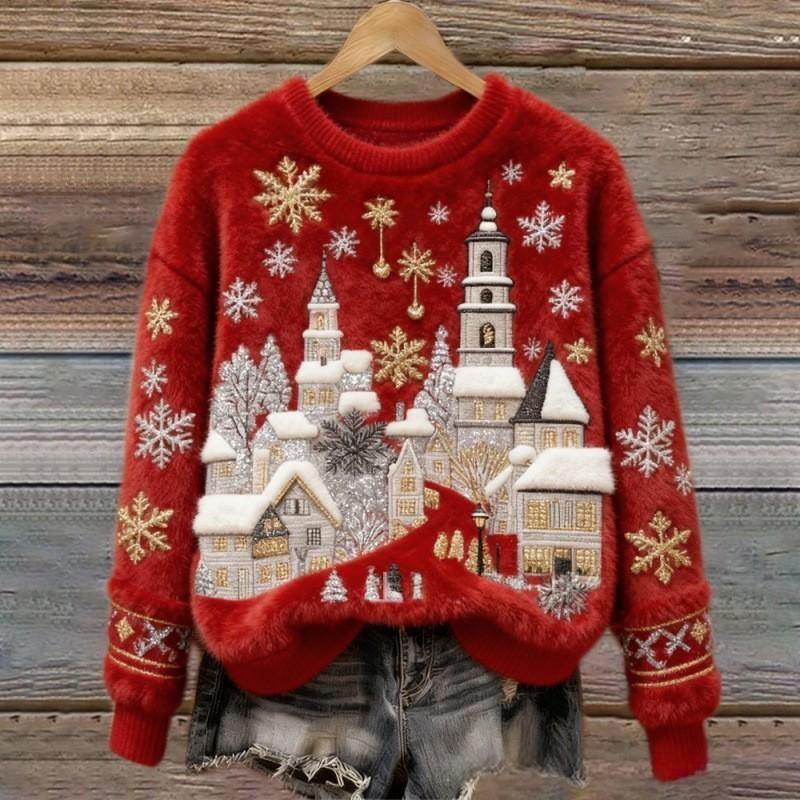 Women's Round-neck Sweatshirt With Faux Fur For Autumn And Winter
