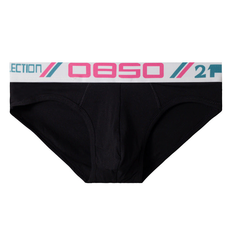 Cotton Breathable Solid Color Low Waist Jacquard Wide Belt Briefs