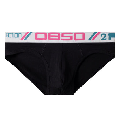 Cotton Breathable Solid Color Low Waist Jacquard Wide Belt Briefs