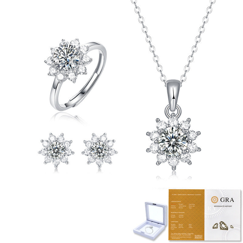925 Silver Ring Holder Jewelry Ornament First Snow Series Goddess Necklace Suit
