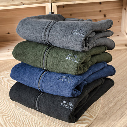 Men's Embroidered Polar Fleece Jacket, Solid Color, All-match Casual