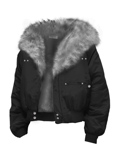 Mountain Carving Mink Fur Air Force Jacket - Autumn and Winter
