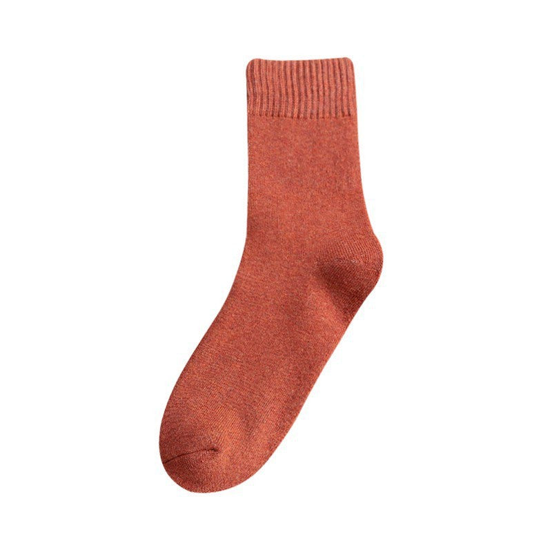 General Floor Socks Thickened Plus Velvet Tube Socks Solid Color