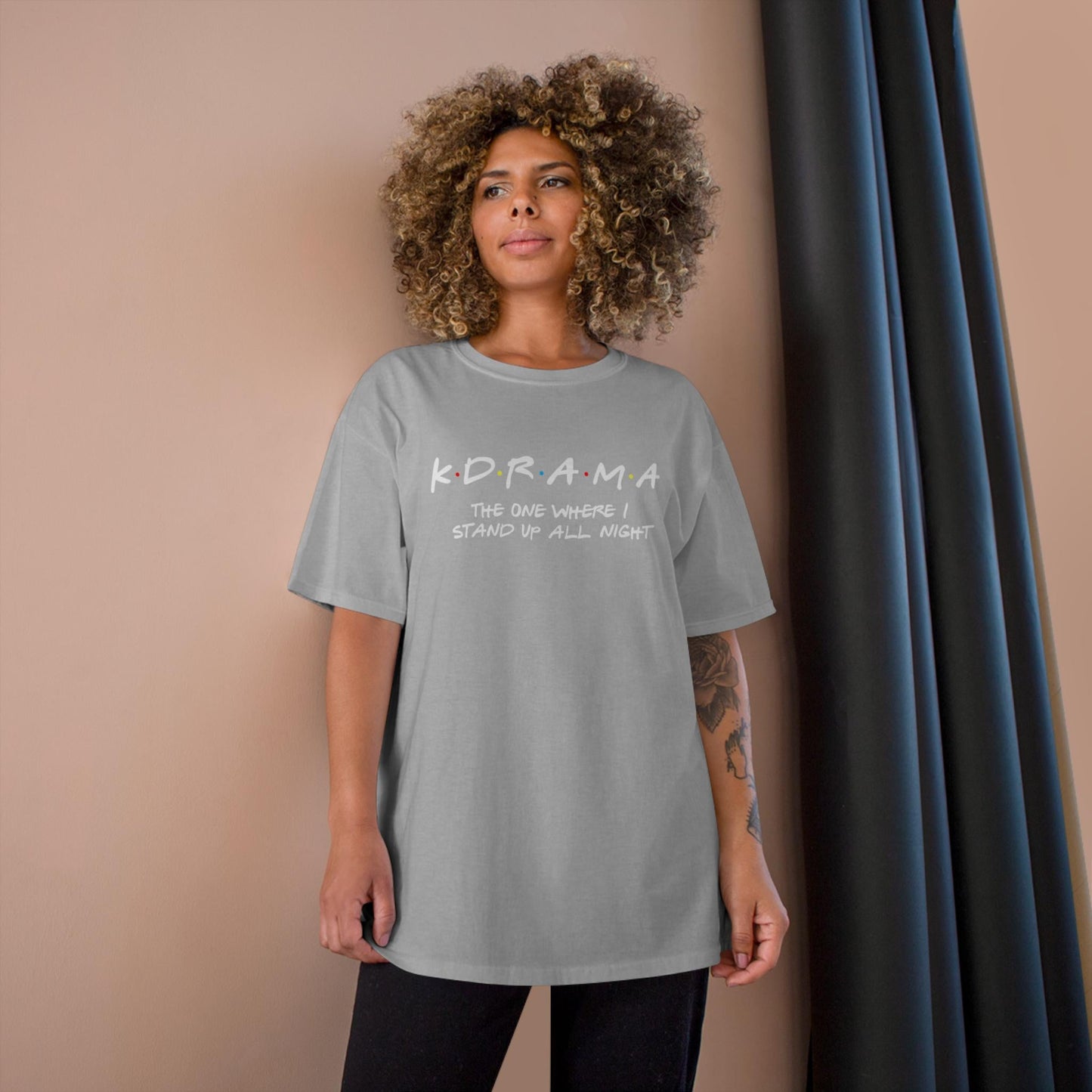 First K-Drama Champion T-Shirt: The One Where I Stand Up All Night", Comfy &amp; Trendy, Perfect for K-Drama Fans Who Binge-Watch All Night